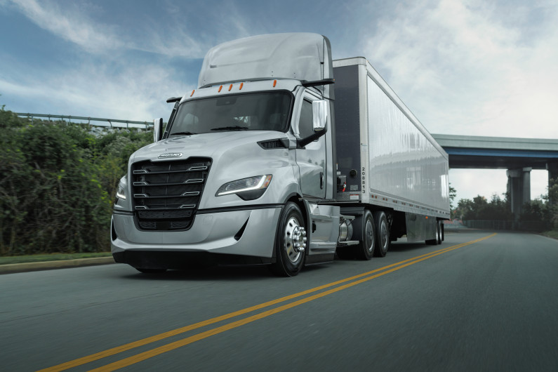 13 Fifth generation Freightliner Cascadia Day Cab hero shot driver side view
